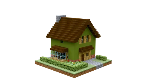 绿色郊区小屋