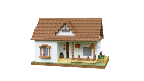 泥瓦顶白色羊毛小屋